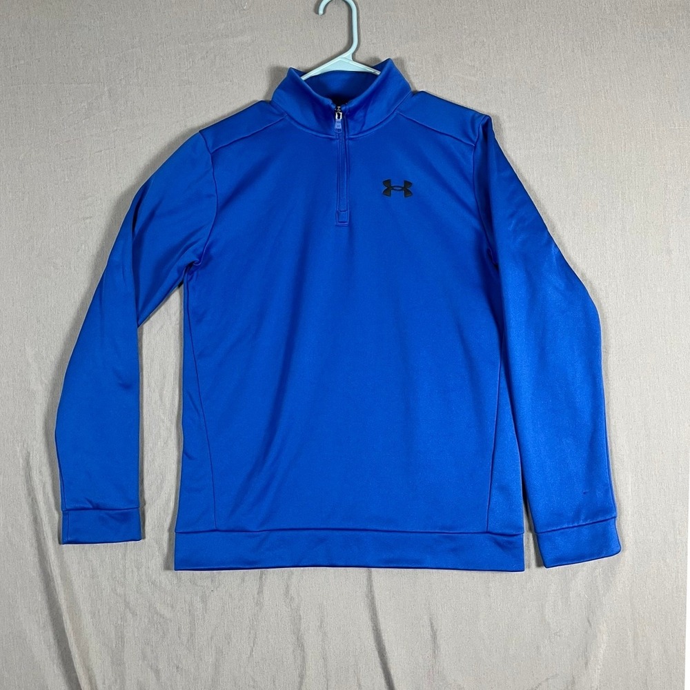 Under Armour Pullover Youth YXL Loose Fit Royal Blue Quarter-Zip Athletic EUC - Picture 1 of 10